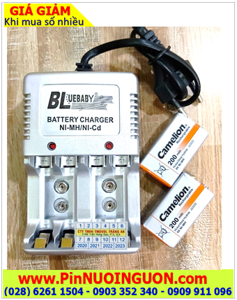 BlueBaby BL-5; Bộ sạc pin 9v BlueBaby BL-5 kèm 2 pin sạc Camelion NH-9v200BP1 (9v 200mAh)